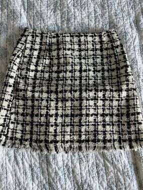 H&M Black and White Tweed Mini Skirt